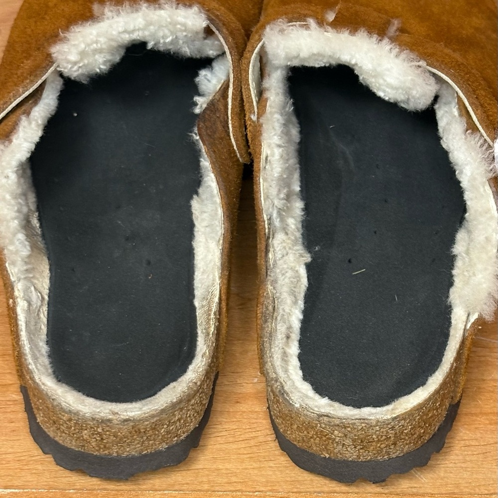 Birkenstock Boston Clogs Sherpa Shearling Lined Suede Size EU 41 US W 9.5 M 8 - Picture 7 of 8